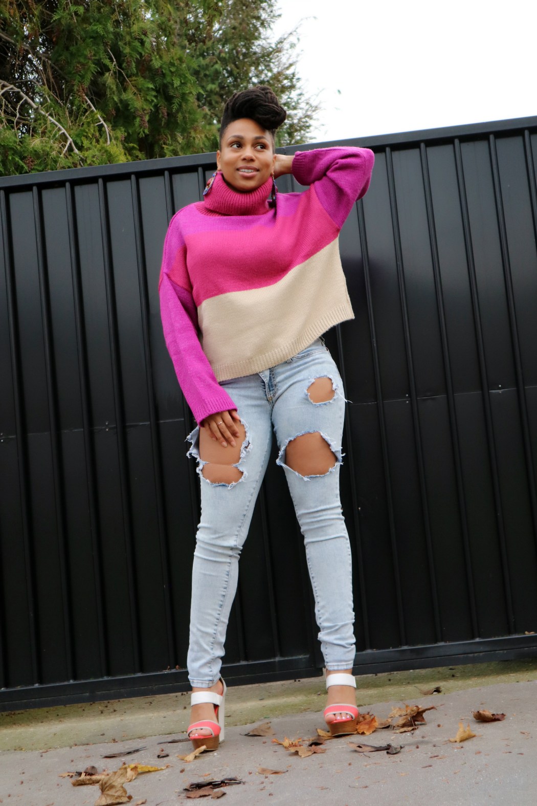 Colour block roll neck jumper in multi colours Pretty Little Thing Lanaiya Lithe (3)