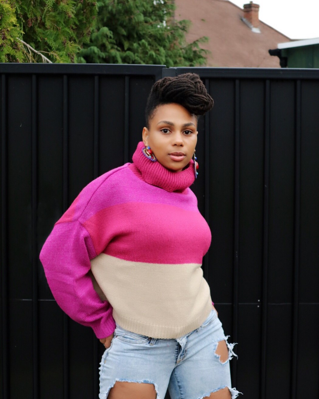 Colour block roll neck jumper in multi colours Pretty Little Thing Lanaiya Lithe (2)