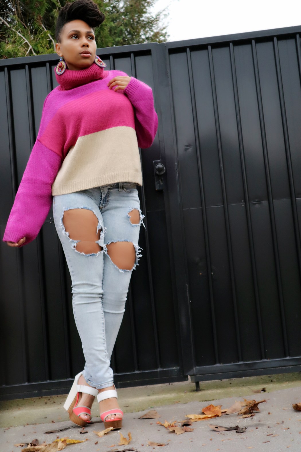 Colour block roll neck jumper in multi colours Pretty Little Thing Lanaiya Lithe (1)